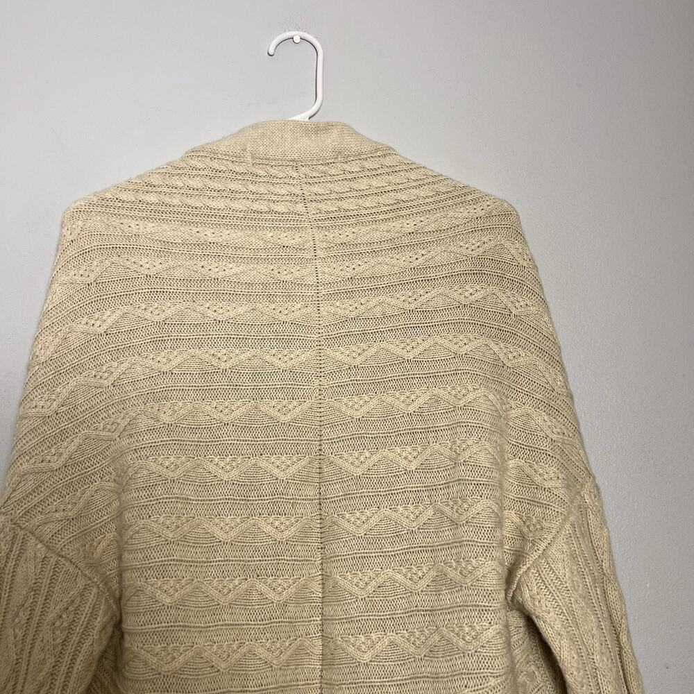 Max Studio Womens Wool Alpaca Blend Cable Knit Open Front Cardigan Beige Sz S - Picture 13 of 16